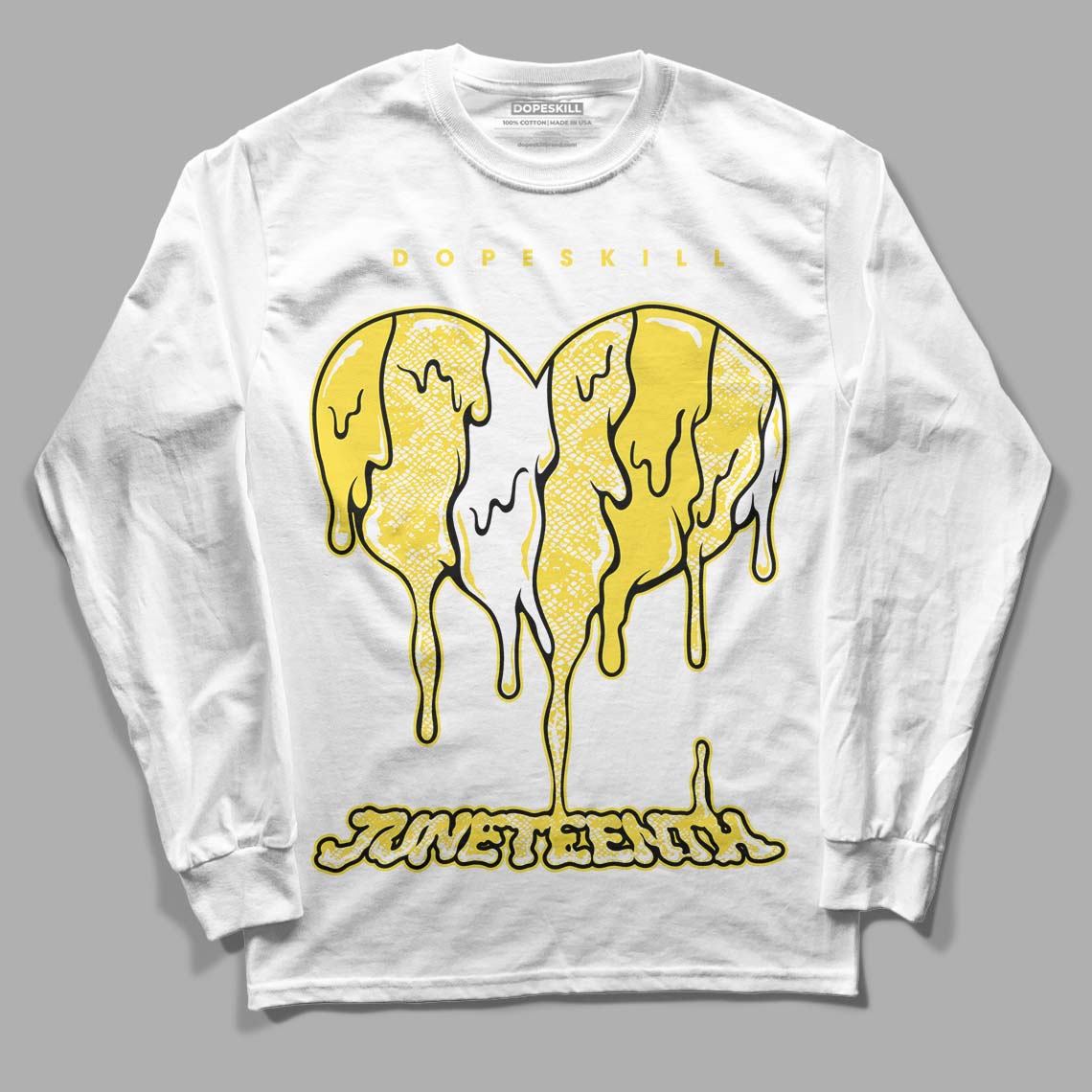 Wmns Air Jordan 11 Low 'Yellow Snakeskin' DopeSkill Long Sleeve T-Shirt Juneteenth Heart Graphic Streetwear - White