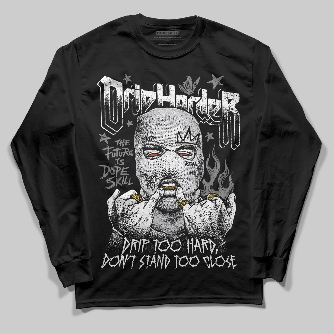 Grey Sneakers DopeSkill Long Sleeve T-Shirt Drip Harder Graphic Streetwear - black