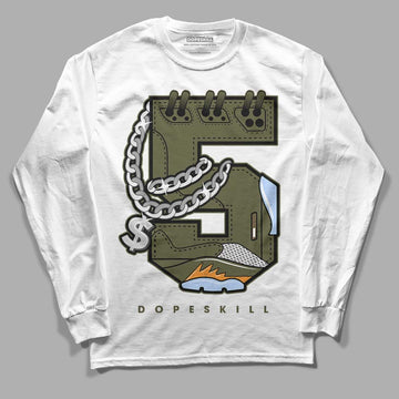 Jordan 5 "Olive" DopeSkill Long Sleeve T-Shirt No.5 Graphic Streetwear - White