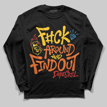 Yellow Sneakers DopeSkill Long Sleeve T-Shirt F#ck Around And Find Out Graphic Streetwear - black