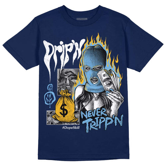 Jordan 1 High OG “First in Flight” DopeSkill Navy T-shirt Drip'n Never Tripp'n Graphic Streetwear