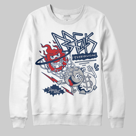 Jordan 4 SB “Summit White/Navy” DopeSkill Sweatshirt Break Through Graphic Streetwear - White