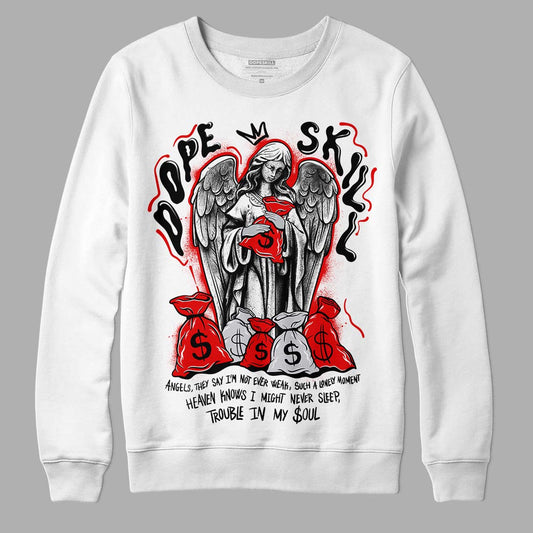 Jordan 4 Retro Red Cement DopeSkill Sweatshirt Angels Graphic Streetwear - White