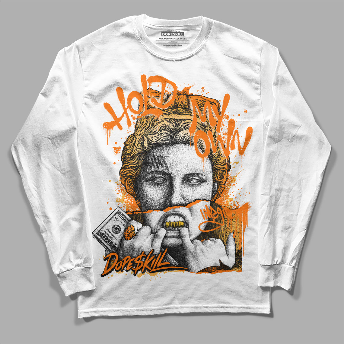 Wmns Dunk Low 'Magma Orange DopeSkill Long Sleeve T-Shirt Hold My Own Graphic Streetwear - White 