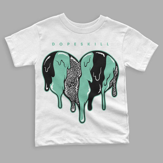 Jordan 3 "Green Glow" DopeSkill Toddler Kids T-shirt Slime Drip Heart Graphic Streetwear - White 