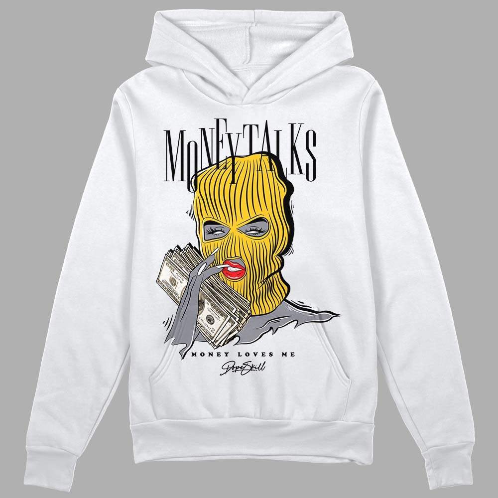 Jordan 4 Retro “Vivid Sulfur” DopeSkill Hoodie Sweatshirt Money  Talks Graphic Streetwear - White 