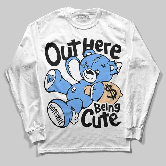Jordan 5 Black University Blue DopeSkill Long Sleeve T-Shirt Out Here Being Cute Graphic Streetwear - White