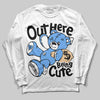 Jordan 5 Black University Blue DopeSkill Long Sleeve T-Shirt Out Here Being Cute Graphic Streetwear - White