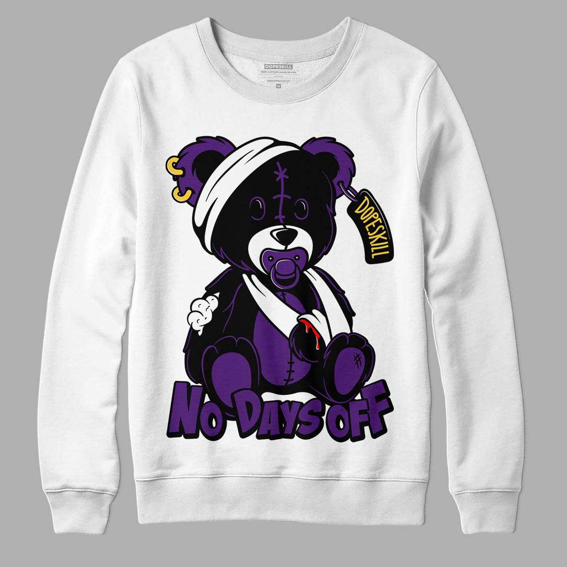 Jordan 12 “Field Purple” DopeSkill Sweatshirt Hurt Bear Graphic Streetwear - White