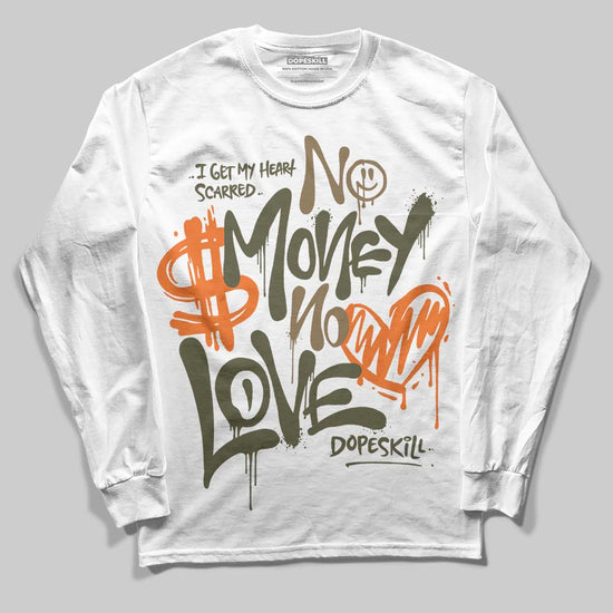 Adidas Samba OG Focus Olive Gum DopeSkill Long Sleeve T-Shirt No Money No Love Typo Graphic Streetwear - White