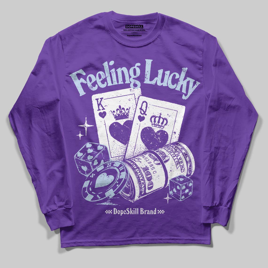 Jordan 5 OG “Grape” DopeSkill Long Sleeve T-Shirt Feeling Lucky Graphic Streetwear - Purple