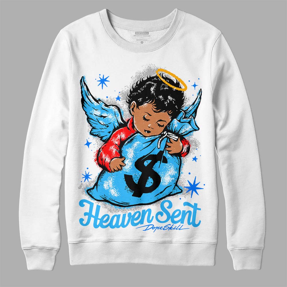 Jordan 2 Low "University Blue" DopeSkill Sweatshirt Heaven Sent Graphic Streetwear - White