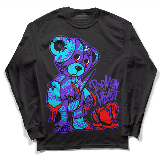 Jordan 6 "Aqua" DopeSkill Long Sleeve T-Shirt Broken Heart Graphic Streetwear - Black 