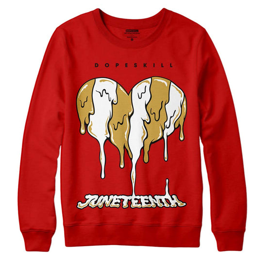 Red Sneakers DopeSkill Red Sweatshirt Juneteenth Heart Graphic Streetwear