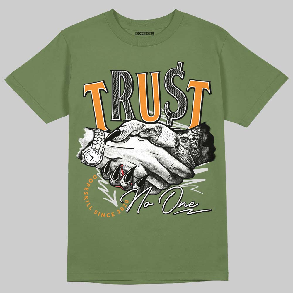 Jordan 5 "Olive" DopeSkill Olive T-shirt Trust No One Graphic Streetwear