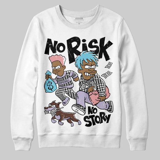 Harris Tweed x Dunk Low Denim Turquoise and Baroque Brown DopeSkill Sweatshirt No Risk No Story Graphic Streetwear - White 