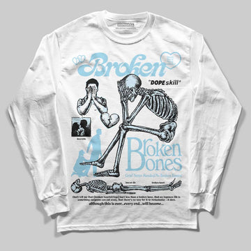 Vans Knu Stack Vintage Satin Dream Blue DopeSkill Long Sleeve T-Shirt Broken Bones Graphic Streetwear - White