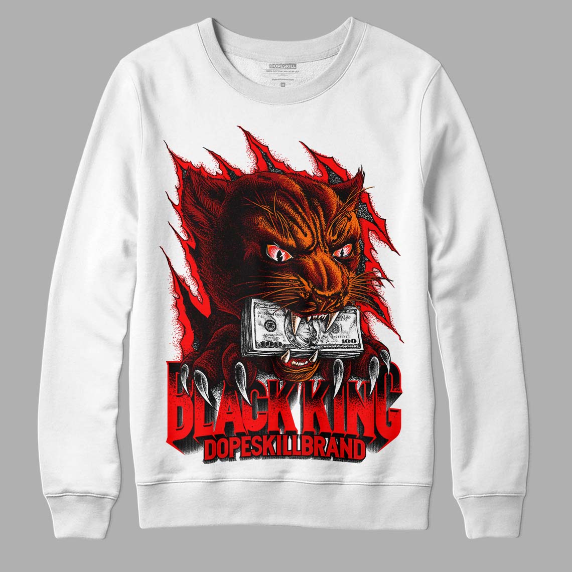 Jordan 1 Retro High OG "Satin Bred" DopeSkill Sweatshirt Black King Graphic Streetwear - White