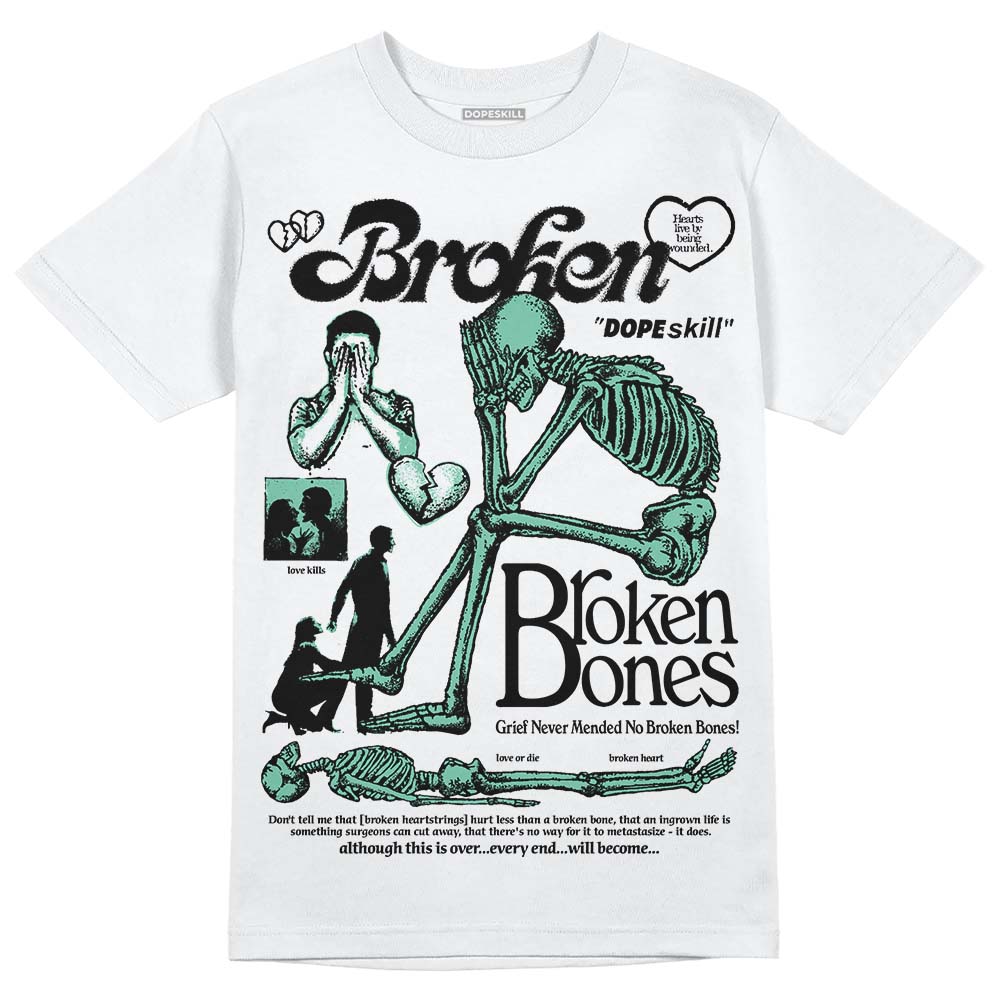 Jordan 3 "Green Glow" DopeSkill T-Shirt Broken Bones Graphic Streetwear - White