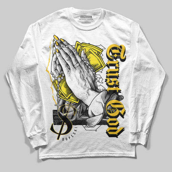 Jordan 4 Retro “Vivid Sulfur” DopeSkill Long Sleeve T-Shirt Trust God Graphic Streetwear - White