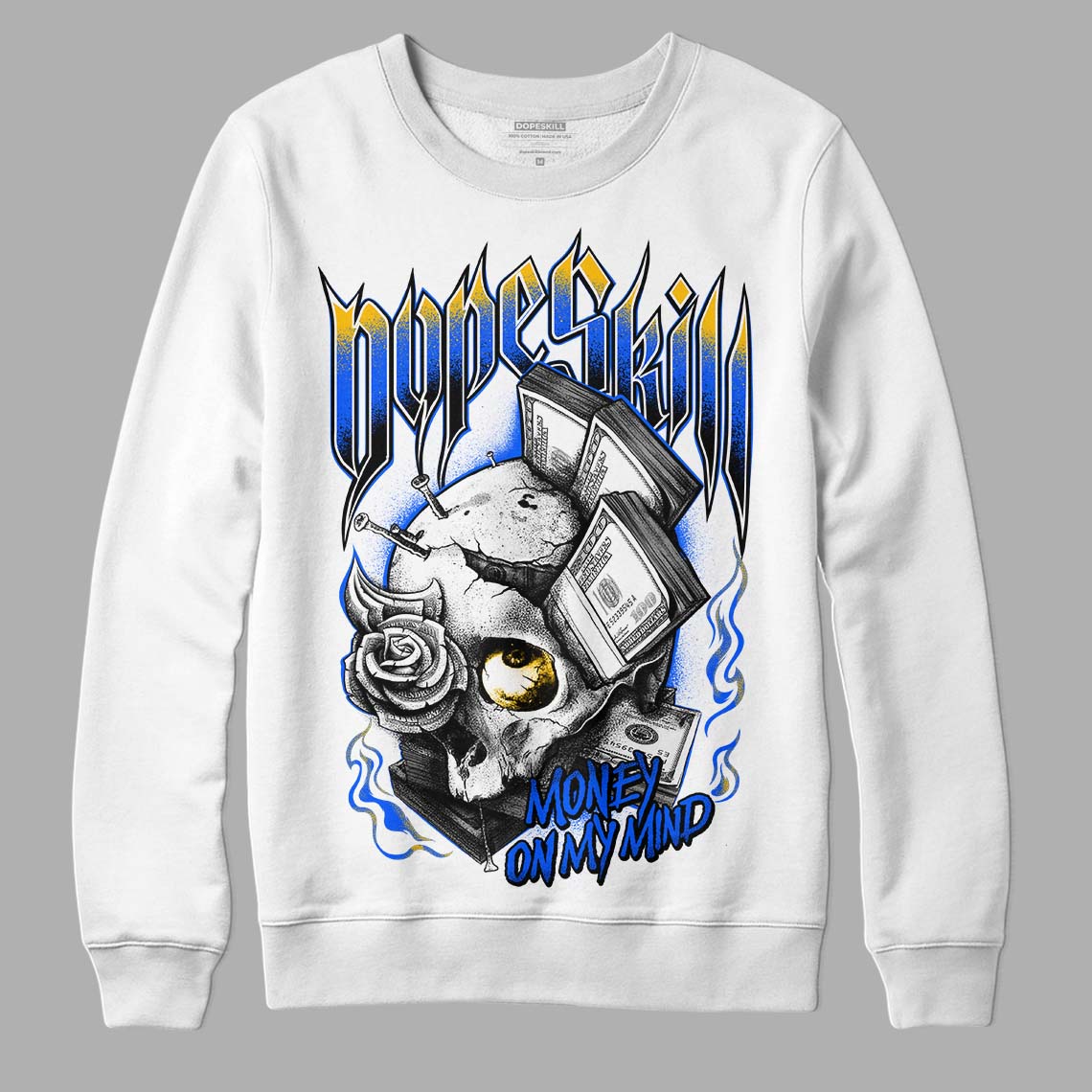 Royal Blue Sneakers DopeSkill Sweatshirt Money On My Mind Graphic Streetwear - White