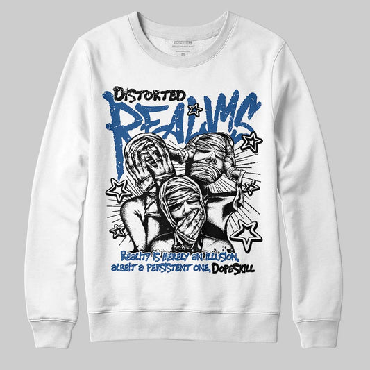 Jordan 1 Low OG “Storm Blue” DopeSkill Sweatshirt Distorted Realms Graphic Streetwear - White