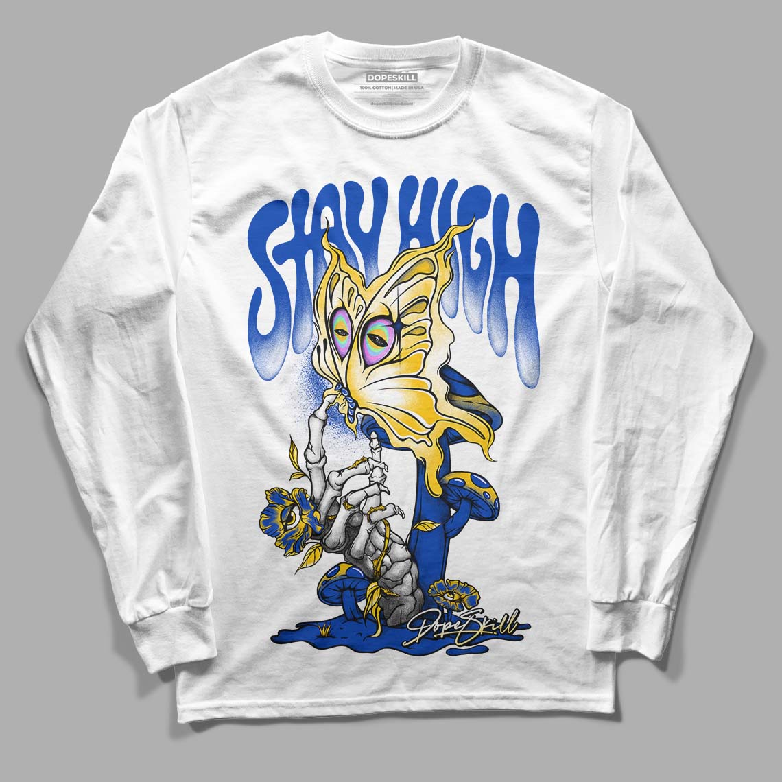 Jordan 14 “Laney” DopeSkill Long Sleeve T-Shirt Stay High Graphic Streetwear - White