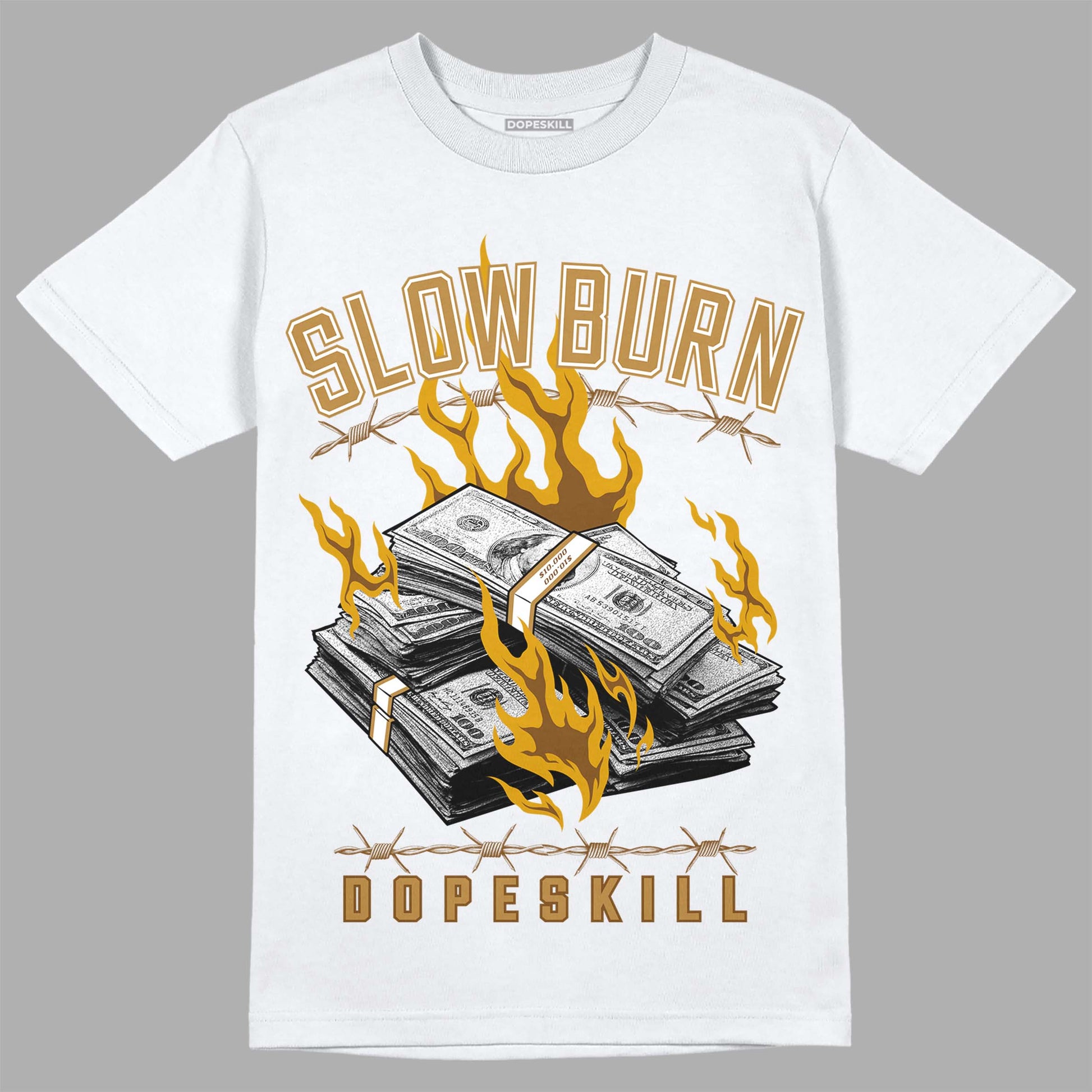 Jordan 13 Wheat 2023 DopeSkill T-Shirt Slow Burn Graphic Streetwear - White 