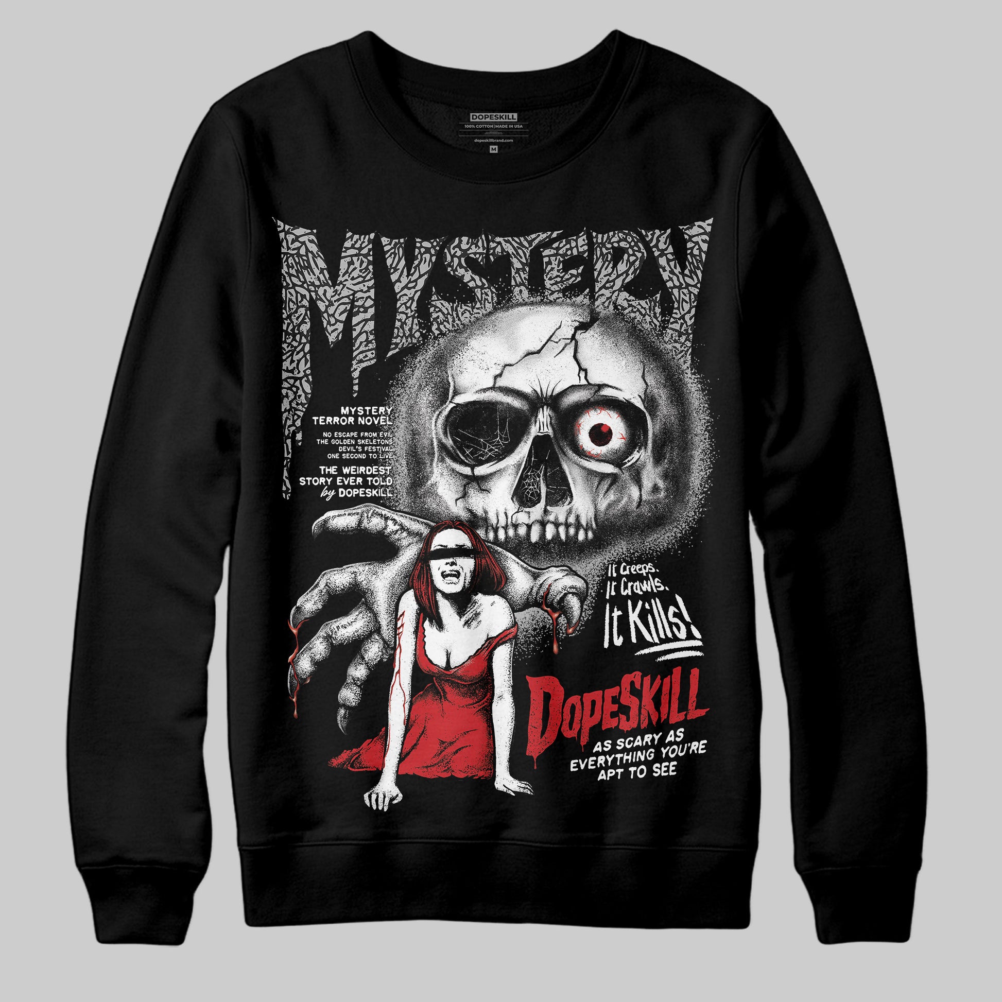 Jordan 3 OG “Black Cement” DopeSkill Sweatshirt Mystery Ghostly Grasp Graphic Streetwear - Black