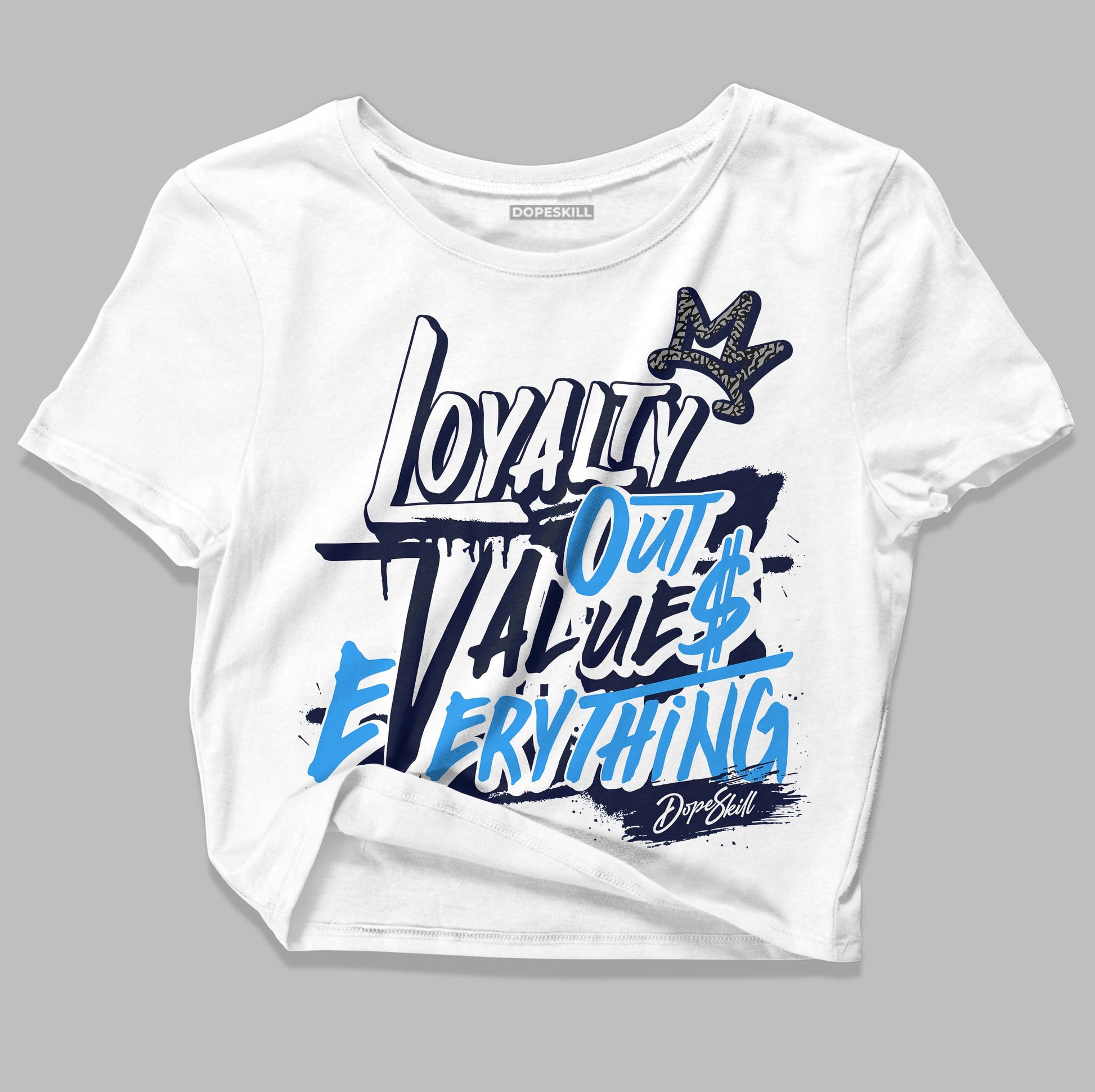 Jordan 3 "Midnight Navy" DopeSkill Women's Crop Top LOVE Graphic Streetwear - White