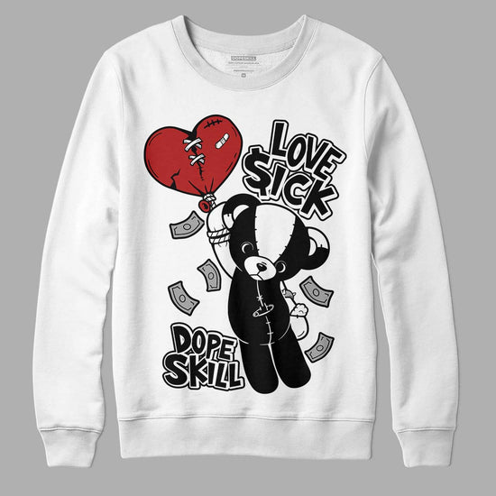 Jordan 14 "Black/White" DopeSkill Sweatshirt Love Sick Graphic Streetwear - White