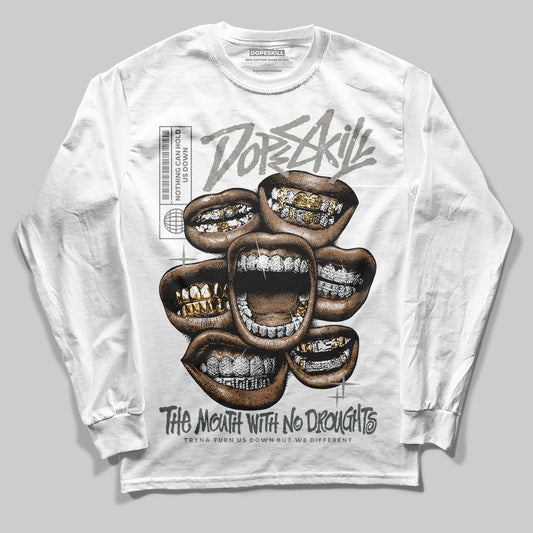 Jordan 9 Cool Grey DopeSkill Long Sleeve T-Shirt The Mouth With No Droughts Graphic Streetwear - White