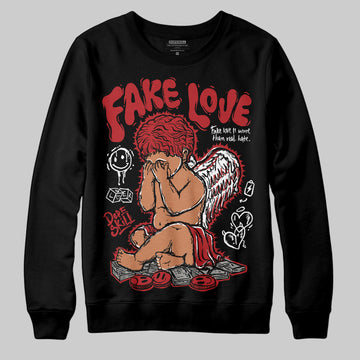 Jordan 12 Retro Flu Game (2025) DopeSkill Sweatshirt False Love Graphic Streetwear - Black