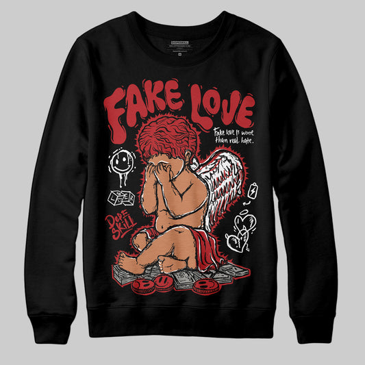Jordan 12 Retro Flu Game (2025) DopeSkill Sweatshirt False Love Graphic Streetwear - Black