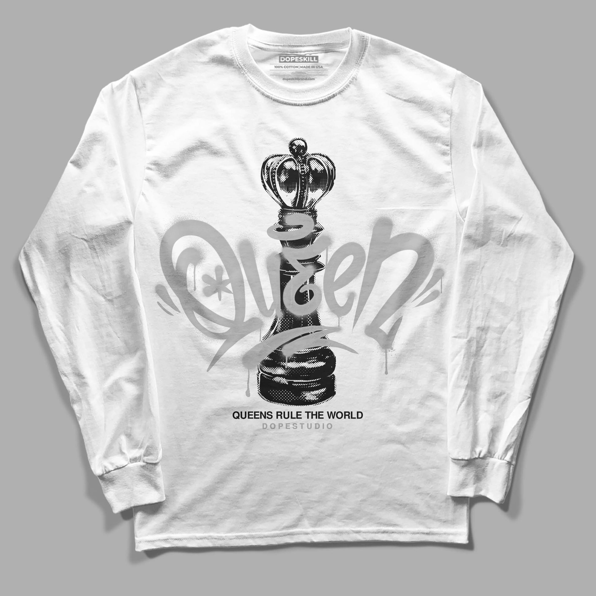 Jordan 3 “Off Noir” DopeSkill Long Sleeve T-Shirt Queen Chess Graphic Streetwear - White