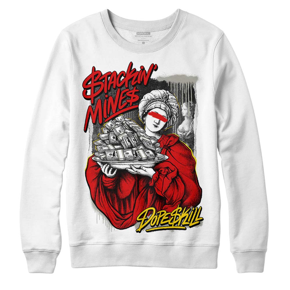 Jordan 3 Fire Red DopeSkill Sweatshirt Stackin Mines Graphic Streetwear - White