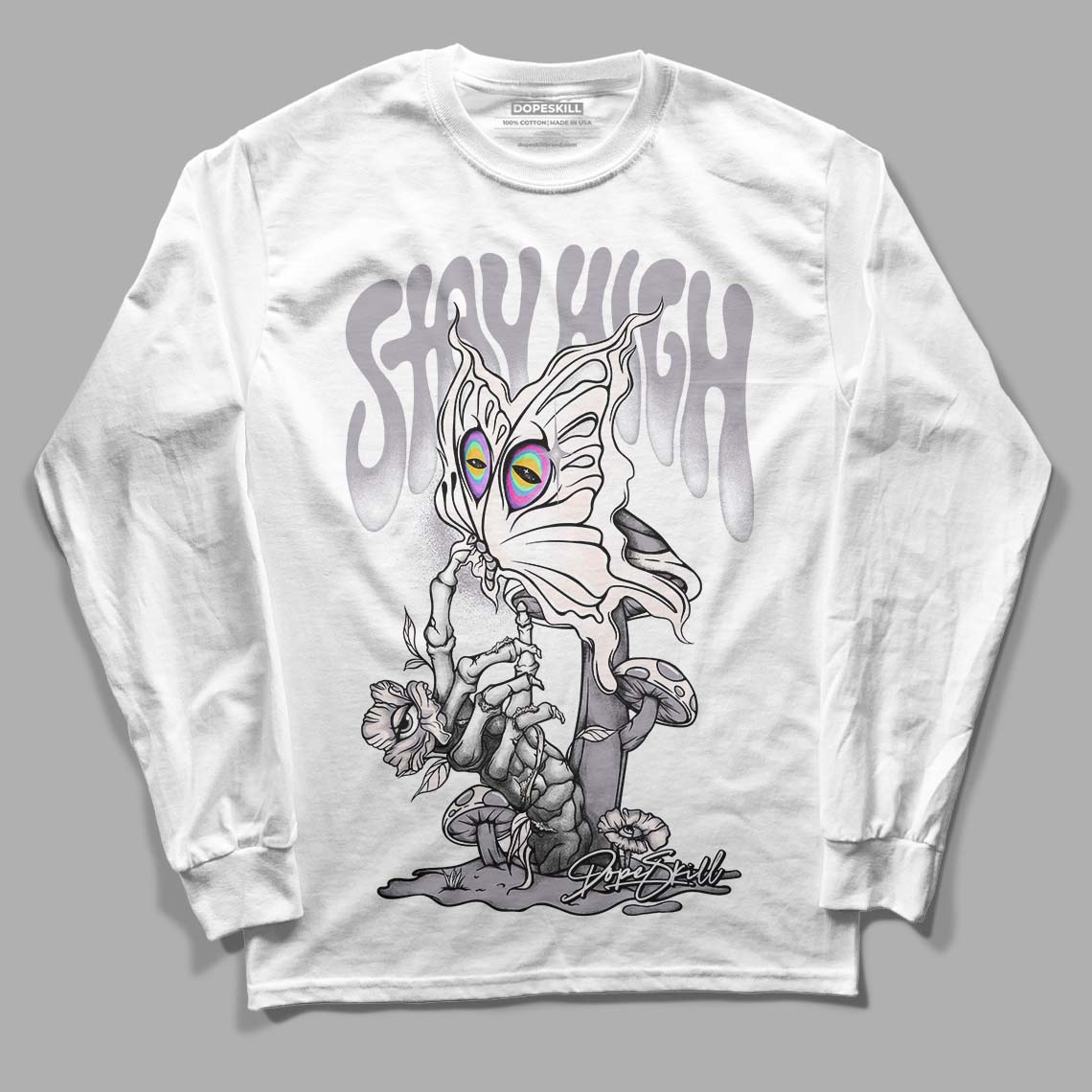 Jordan 2 Cement Grey DopeSkill Long Sleeve T-Shirt Stay High Graphic Streetwear - White