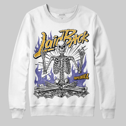 Jordan 4 Retro Lakers DopeSkill Sweatshirt Laid Back Graphic Streetwear - White