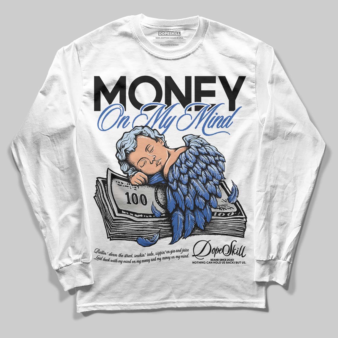 Awake NY x Jordan 5 Retro 'Black Racer Blue' DopeSkill Long Sleeve T-Shirt MOMM Graphic Streetwear - White 