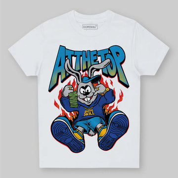 Royal Blue Sneakers DopeSkill Toddler Kids T-shirt At The Top Graphic Streetwear - White
