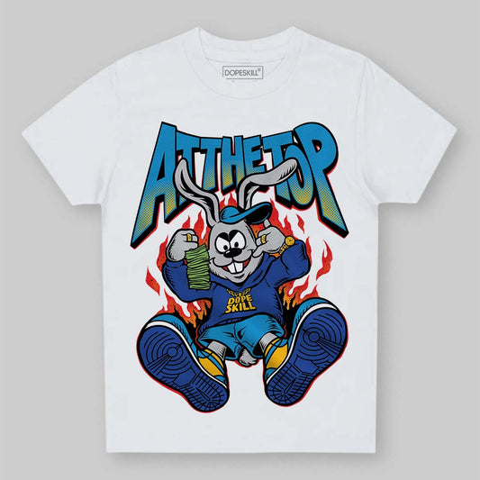 Royal Blue Sneakers DopeSkill Toddler Kids T-shirt At The Top Graphic Streetwear - White