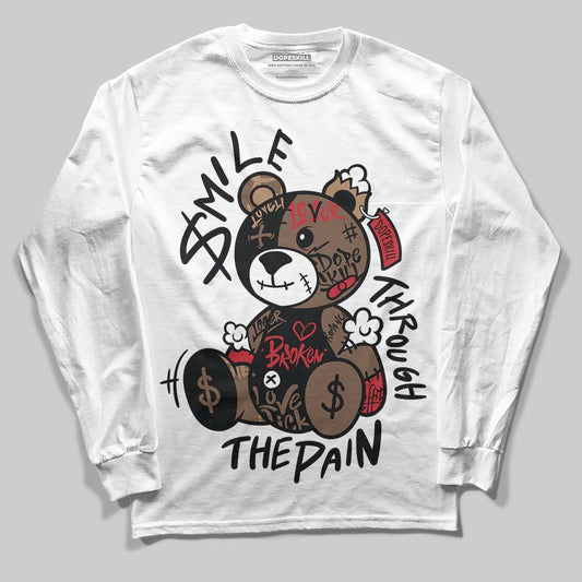 Jordan 9 'Olive' DopeSkill Long Sleeve T-Shirt Smile Through The Pain Graphic Streetwear - White