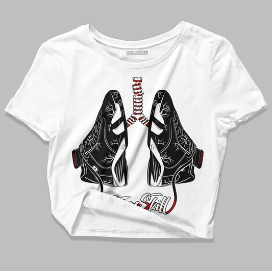 Jordan 14 "Black/White" DopeSkill Women's Crop Top Breathe Graphic Streetwear - White