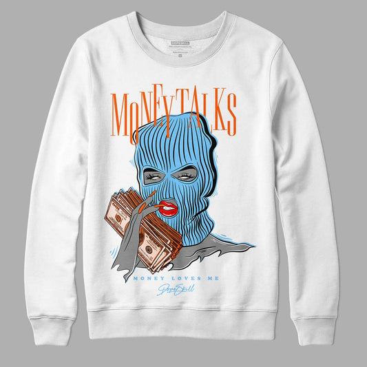 Dunk Low Futura University Blue DopeSkill Sweatshirt Money Talks Graphic Streetwear - White