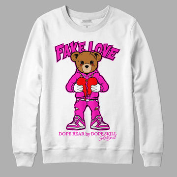 Dunk Low GS “Active Fuchsia” DopeSkill Sweatshirt Fake Love Graphic Streetwear - White