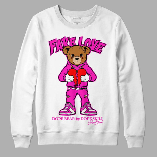 Dunk Low GS “Active Fuchsia” DopeSkill Sweatshirt Fake Love Graphic Streetwear - White