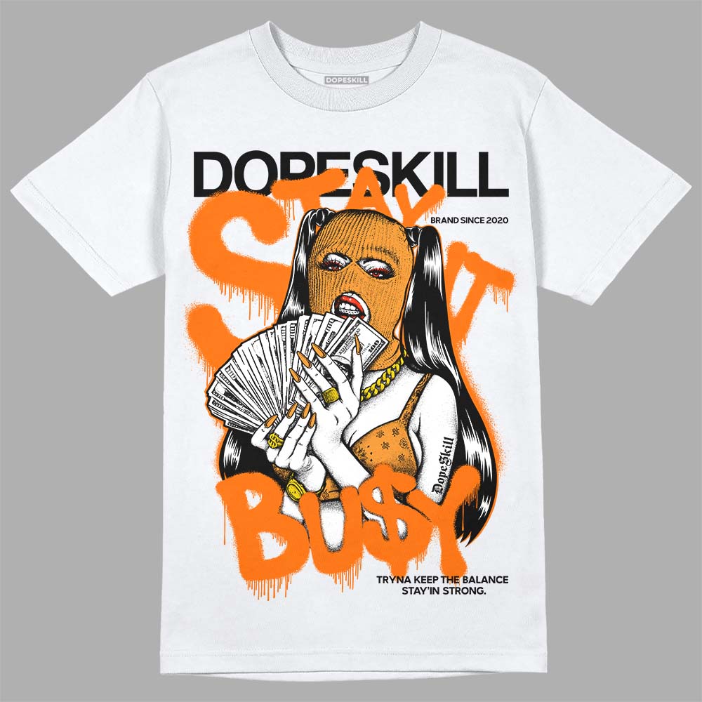 Orange, Black & White Sneakers DopeSkill T-Shirt Stay It Busy Graphic Streetwear - White