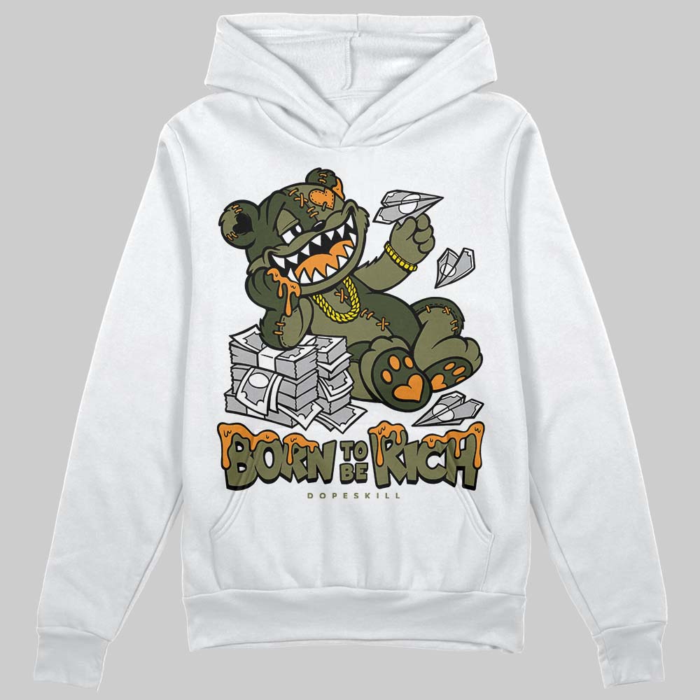 Olive Sneakers DopeSkill Hoodie Sweatshirt Born To Be Rich Graphic Streetwear - White 