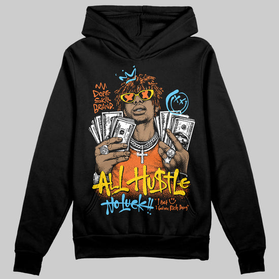 Orange Sneakers DopeSkill Hoodie All Hustle No Luck Graphic Streetwear - Black