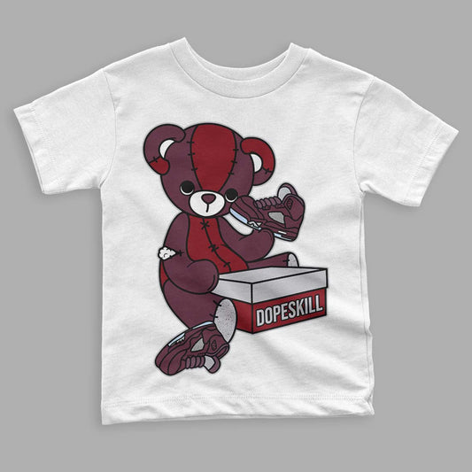 Jordan 5 Retro Burgundy (2023) DopeSkill Toddler Kids T-shirt Sneakerhead BEAR Graphic Streetwear - White